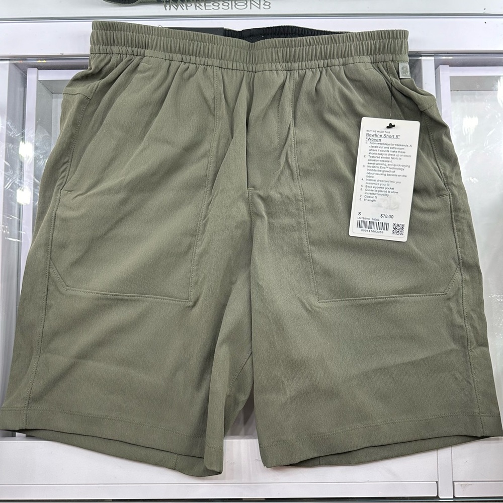 NEW Men’s Lululemon athletica bowline woven 8” shorts medium olive size small
